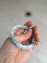 Load image into Gallery viewer, 50mm Certified Type A 100% Natural green/white with flying flowers oval Jadeite Jade bangle AH75-1630