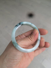Load image into Gallery viewer, 50mm Certified Type A 100% Natural green/white with flying flowers oval Jadeite Jade bangle AH75-1630