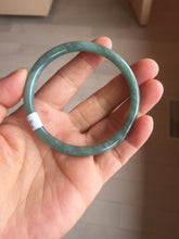 Load image into Gallery viewer, 56mm Certified Type A 100% Natural dark green/blue/gray Guatemala slim round cut Jadeite bangle PH173-8136
