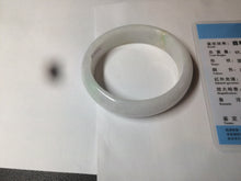 Load image into Gallery viewer, 50mm Certified Type A 100% Natural sunny green/white Jadeite Jade oval bangle BF26-1484