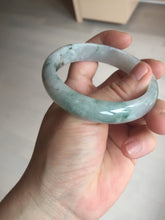 Load image into Gallery viewer, 55mm certified 100% natural icy watery light green with green floating flowers jadeite jade bangle AS88-7068