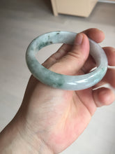 Load image into Gallery viewer, 55mm certified 100% natural icy watery light green with green floating flowers jadeite jade bangle AS88-7068