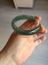 Load image into Gallery viewer, 50mm Certified Type A 100% Natural Oily Dark Green Gray Black with Flying Snow Oval Jadeite Jade Bangle PC204-7683