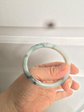 Load image into Gallery viewer, 50mm Certified Type A 100% Natural green/white with flying flowers oval Jadeite Jade bangle AH75-1630
