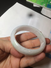 Load image into Gallery viewer, 50mm Certified Type A 100% Natural sunny green/white Jadeite Jade oval bangle BF26-1484