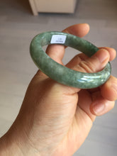 Load image into Gallery viewer, 56.4mm certified type A 100% Natural oily dark green gray black with flying snow Jadeite jade bangle PC203-7671