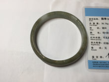 Load image into Gallery viewer, 60.2mm Certified Type A 100% Natural dark green gray black jadeite Jade bangle PD173-6298
