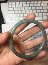 Load image into Gallery viewer, 56.6mm Type A 100% Natural Light Green/Gray/Black/Brown “Reed Flowers & Snow” Guatemala Slim Round Cut Jadeite Bangle PJ130-1426
