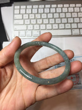 Load image into Gallery viewer, 56.6mm Type A 100% Natural Light Green/Gray/Black/Brown “Reed Flowers & Snow” Guatemala Slim Round Cut Jadeite Bangle PJ130-1426