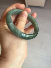 Load image into Gallery viewer, 56.4mm certified type A 100% Natural oily dark green gray black with flying snow Jadeite jade bangle PC203-7671