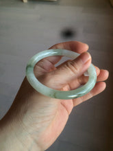 Load image into Gallery viewer, 54.5mm Certified type A 100% Natural icy watery dark green/white round cut Jadeite bangle BG74-0417