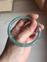 Load image into Gallery viewer, 56mm Type A 100% Natural Light Green/Gray/Black/Brown “Reed Flowers & Snow” Guatemala Slim Round Cut Jadeite Bangle PJ127-1420