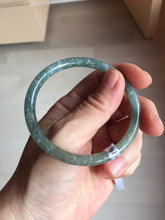 Load image into Gallery viewer, 56mm Type A 100% Natural Light Green/Gray/Black/Brown “Reed Flowers & Snow” Guatemala Slim Round Cut Jadeite Bangle PJ127-1420