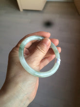 Load image into Gallery viewer, 54.5mm Certified type A 100% Natural icy watery dark green/white round cut Jadeite bangle BG74-0417
