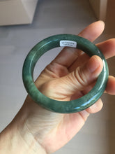 Load image into Gallery viewer, 57.2mm Certified type A 100% Natural oily dark green (老油青) blue gray black Mountains Afar in Blue-Green Haze(远山如黛)Jadeite bangle PC255-0556