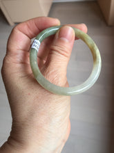 Load image into Gallery viewer, 48mm certified 100% natural Type A icy watery green/brown/gray slim oval jadeite jade bangle BL111-9436