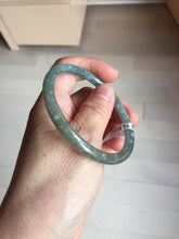 Load image into Gallery viewer, 56mm Type A 100% Natural Light Green/Gray/Black/Brown “Reed Flowers & Snow” Guatemala Slim Round Cut Jadeite Bangle PJ127-1420