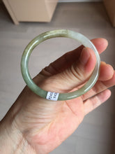 Load image into Gallery viewer, 48mm certified 100% natural Type A icy watery green/brown/gray slim oval jadeite jade bangle BL111-9436