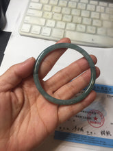 Load image into Gallery viewer, 57.2mm Certified Type A 100% Natural dark green/blue/gray with Guatemala slim round cut Jadeite bangle BH237-0237