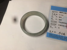 Load image into Gallery viewer, 49.5mm Certified Type A 100% Natural icy watery light green/gray/black thin Jadeite Jade bangle AY79-3208