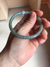 Load image into Gallery viewer, 56mm Type A 100% Natural Light Green/Gray/Black/Brown “Reed Flowers & Snow” Guatemala Slim Round Cut Jadeite Bangle PJ128-1410