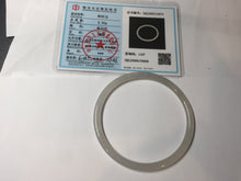 Load image into Gallery viewer, 57.8mm Certified 100% Natural icy white/gray/pale pink(淡藕粉) slim round cut nephrite jade bangle HN42-9074