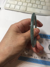 Load image into Gallery viewer, 57.2mm Certified Type A 100% Natural dark green/blue/gray with Guatemala slim round cut Jadeite bangle BH237-0237
