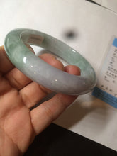 Load image into Gallery viewer, 57.5mm certified 100% natural type A light green/purple chubby jadeite jade bangle BF29-4028
