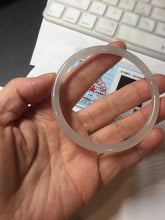 Load image into Gallery viewer, 57.8mm Certified 100% Natural icy white/gray/pale pink(淡藕粉) slim round cut nephrite jade bangle HN42-9074