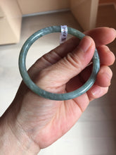 Load image into Gallery viewer, 56mm Type A 100% Natural Light Green/Gray/Black/Brown “Reed Flowers & Snow” Guatemala Slim Round Cut Jadeite Bangle PJ128-1410