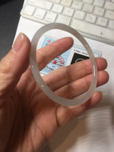 Load image into Gallery viewer, 57.8mm Certified 100% Natural icy white/gray/pale pink(淡藕粉) slim round cut nephrite jade bangle HN42-9074