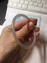 Load image into Gallery viewer, 57.8mm Certified 100% Natural icy white/gray/pale pink(淡藕粉) slim round cut nephrite jade bangle HN42-9074