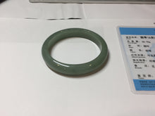 Load image into Gallery viewer, 52.5mm Certified Type A 100% Natural Oily Dark Green Gray Black(油青) Oval Jadeite Jade Bangle PH257-7126