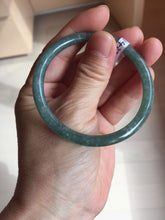 Load image into Gallery viewer, 54.2mm Type A 100% Natural Light Green/Gray/Black/Brown “Reed Flowers & Snow” Guatemala Slim Round Cut Jadeite Bangle PJ129-1422