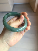Load image into Gallery viewer, 57.5mm Certified type A 100% Natural oily dark green (老油青) blue gray black Mountains Afar (远山)Jadeite bangle PC259-0552