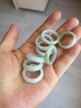 Load image into Gallery viewer, Size 5-10 1/4 100% natural type A white light green jadeite jade band ring group E93