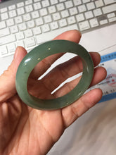 Load image into Gallery viewer, 52.5mm Certified Type A 100% Natural Oily Dark Green Gray Black(油青) Oval Jadeite Jade Bangle PH257-7126