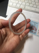 Load image into Gallery viewer, 57.8mm Certified 100% Natural icy white/gray/pale pink(淡藕粉) slim round cut nephrite jade bangle HN42-9074