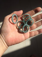 Load image into Gallery viewer, 20.2mm size 10 1/2 100% natural type A icy watery green/blue Guatemala jadeite jade band ring group PJ35