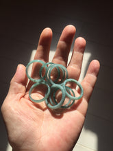 Load image into Gallery viewer, 20.2mm size 10 1/2 100% natural type A icy watery green/blue Guatemala jadeite jade band ring group PJ35