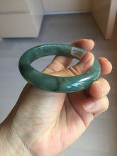 Load image into Gallery viewer, 57.5mm Certified type A 100% Natural oily dark green (老油青) blue gray black Mountains Afar (远山)Jadeite bangle PC259-0552