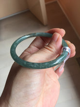 Load image into Gallery viewer, 54.2mm Type A 100% Natural Light Green/Gray/Black/Brown “Reed Flowers & Snow” Guatemala Slim Round Cut Jadeite Bangle PJ129-1422