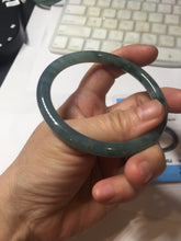 Load image into Gallery viewer, 58.5mm Certified Type A 100% Natural dark green/blue/gray/black with flying flowers Guatemala Jadeite bangle BH238-8656