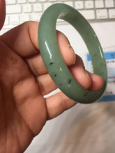 Load image into Gallery viewer, 52.5mm Certified Type A 100% Natural Oily Dark Green Gray Black(油青) Oval Jadeite Jade Bangle PH257-7126