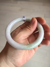 Load image into Gallery viewer, 56mm Certified Type A 100% Natural light green purple(春带彩) round cut jadeite Jade bangle AA79-4954