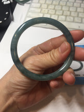 Load image into Gallery viewer, 58.5mm Certified Type A 100% Natural dark green/blue/gray/black with flying flowers Guatemala Jadeite bangle BH238-8656