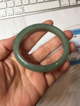 Load image into Gallery viewer, 52.5mm Certified Type A 100% Natural Oily Dark Green Gray Black(油青) Oval Jadeite Jade Bangle PH257-7126