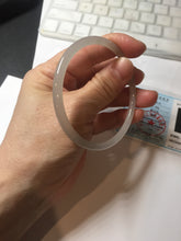 Load image into Gallery viewer, 57.8mm Certified 100% Natural icy white/gray/pale pink(淡藕粉) slim round cut nephrite jade bangle HN42-9074