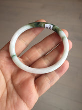 Load image into Gallery viewer, 49mm certified 100% natural Type A dark green white camouflage color oval round cut jadeite jade bangle BG81-3935