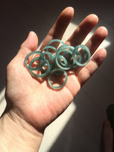 Load image into Gallery viewer, 19.6mm size 9 3/4 100% natural type A icy watery green/blue slim style Guatemala jadeite jade band ring group PE130